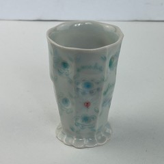 Catherine Boswell Studio Pottery Cup Artisan Handcrafted Floral Sipper Celadon