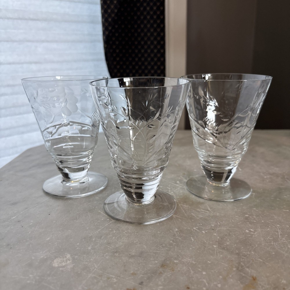 Vintage Rock Sharpe «Mansfield»juice,cocktail,i-T, &h20 Crystal Set Of 3