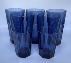 Libbey Gibraltar Dusky Blue Cooler 6.25” 20oz Duratuff Set Of 5