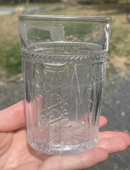 Antique EAPG Pressed Glass Tumbler Rope Ivy Vine Column Pillar Victorian 19th C.