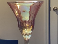 Rick Strini Artist Signed Hand Blown Art Glass Wine Goblet