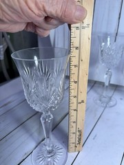 4 Wedgwood Majesty Wine Glasses, Clear Cut, Fans, Criss Cross, 7 3/4 x 3 2