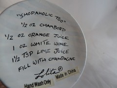 LOLITA Champagne Moments SHOPAHOLIC TOO Champagne Flute W/ Recipe on Bottom