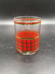 Culver Cocktail Low Ball Glass Red Plaid Tartan Single Replacement Vintage MCM