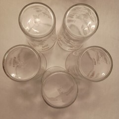 Tumblers Glasses Set of 14 Anchor Hocking MCM White Hibiscus Gold Grecian Key