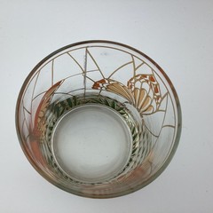 Culver Ltd 22k Butterfly Stained Glass Lowball & Highball Glasses Set of 4