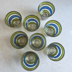 Vintage Culver Rondo Blue and Green Glasses – Set of 8