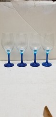 4 EPURE GLASS BLUE FADE WINE GOBLETS 8 1/4″