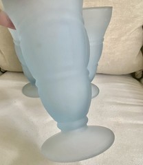 VTG Indiana Glass Baby Blue Satin Glasses Fountainware Milkshake Floats set of 3