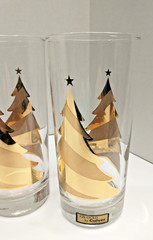 VTG CULVER Set Of 4 Coolers Glasses 15oz – 22K Gold «Golden Fir» in Original Box