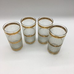Mid Century Modern Culver Set of 4 Highball Glasses Icicle 22K Gold Trim MCM VTG