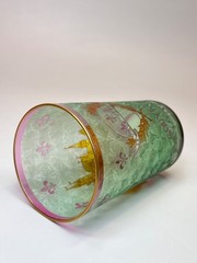 19c. Grand Tour Baccarat Cameo Cranberry Vaseline Glass Paris Beaker Cup Tumbler