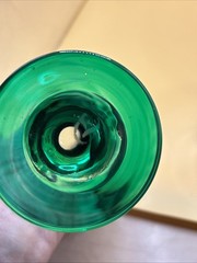 VTG Eamon Glass Emerald Stem Etched Shamrock Lot Of 4 Made in Ireland
