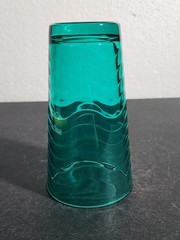 Vintage Sea Green 12oz Glass Tumbler Wavy Pattern by Pasabahce Glass
