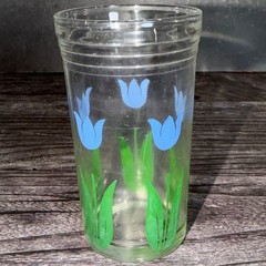 Vintage Hazel-Atlas Swanky Swig Blue Tulip Juice Glass