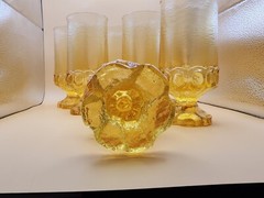Tiffin Glasses 2 Franciscan Madeira Cornsilk Yellow Water Iced Tea Goblets 6.5″