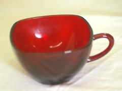 Charm Ruby Red Square Tea Coffee Cup Anchor Hocking