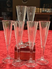 Elegant Set Of 6 German Nachtmann Aspen Continental Crystal Champagne Flutes