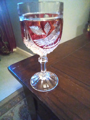 VTG Hofbauer Byrdes Collection Ruby 7” Crystal Water Goblets /Wine Glasses Set
