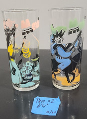 Vtg Anchor Hocking Mexico Glass Tumblers Man Woman Dog floral Gay 16 oz 6 1/4″