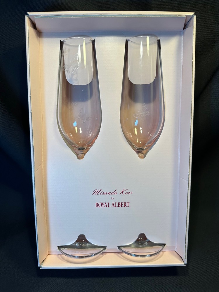 Miranda Kerr for Royal Albert Pink Champagne Flutes Set of 2 – NIB