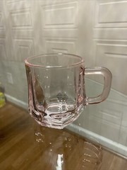 Premium Hands Made Beautiful Coffee Mug Clear Pink Glass.