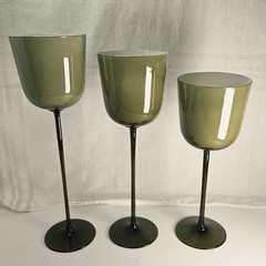 VTG Carlo Moretti Murano Olive Cased Glass Display Goblets 12″ 14″ 15″ Stemware