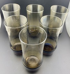 Set of (6) Libbey MCM Smoke/Amber Glasses 6″ Tumbler