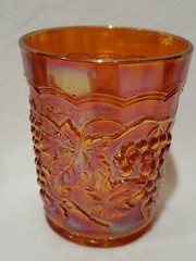 Imperial Carnival Glass Marigold Rubigold Grape Vine Pitcher With 5 Tumblers Set