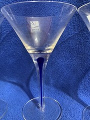 4 Libbey Teardrop Filament Martini Glasses Barware Red Blue Green Gold EXC Set 4
