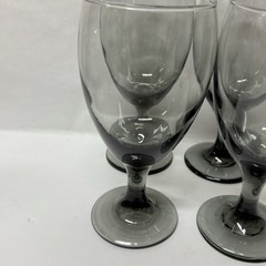 Vintage Set Of 4 Libbey Smoke Gray Glass Water Wine Iced Tea 16 Oz Goblets 7″