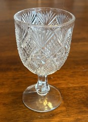 EAPG Cordial Goblet Wine Liqueur Glass Peerless Diamond & Fan Pattern 4″ Tall