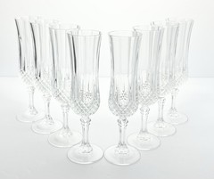 Cristal d’Arques “Longchamp” Set of 8 Crystal Fluted Champagne Glasses 8” 6oz