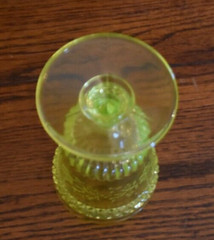 Fenton for L.G. Wright Vaseline Opalescent Wildflower and Diamonds goblet