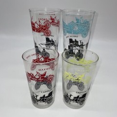 Federal Glass MCM Antique Automobile Glasses Ford Maxwell Cadillac Packard Set 4