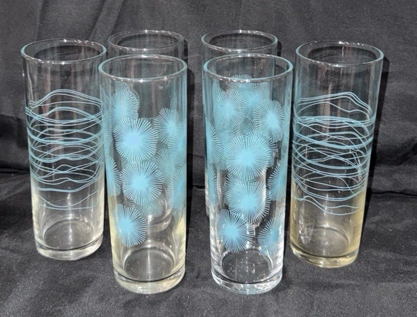 Set of 6 Tom Collins Highball Glasses Retro MCM Design Discontinued Retired IKEA