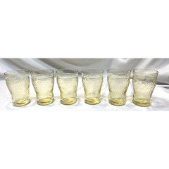 6 Federal Glass NORMANDIE «Bouquet and Lattice» Amber Flat Water Tumbler