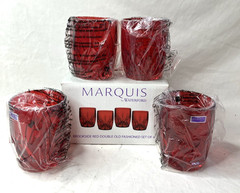 Waterford Marquis Brookside Red Double Old Fashioned Glasses Set Of 4 NIB