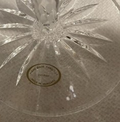 Cobalt Hungary Crystal Star Design 8.75” Wine Goblet Cut Stems Set Of 2 Unused