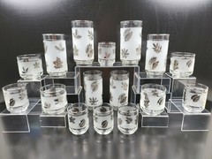 Libbey Silver Leaf 6) Highball 4) Old Fashioned 6) Tumbler Set Vintage Glass Lot