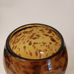 Vintage Amber Recycled Glass Bubbled Wine Glasses 8″ Heavy Set Of 2