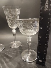 Set Of 3 LIBBEY ROCK SHARPE Crystal Etched GLASSES Wine Water Juice