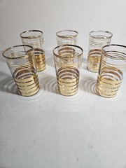 Macbeth Evans Sovereign Glass Tumblers 22k Gold Bands, Set Of Six