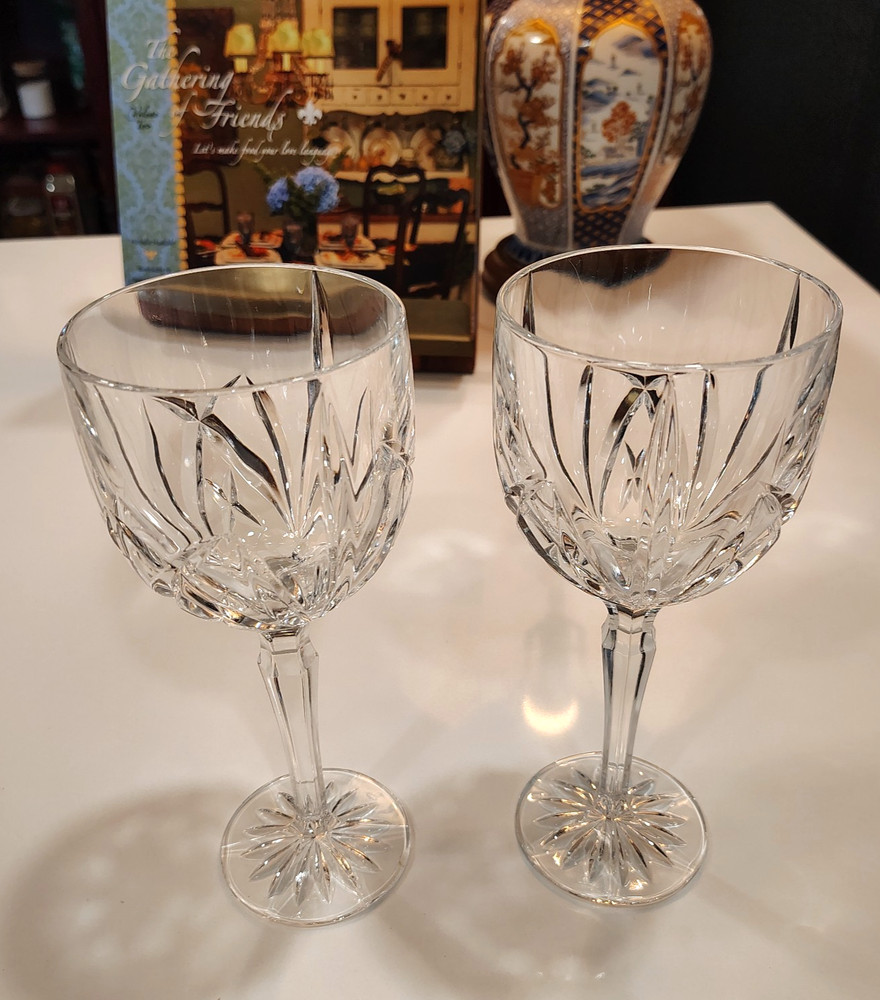 2 Waterford MARQUIS Brookside Wine Water Goblets Crystal 8.5″ MINT