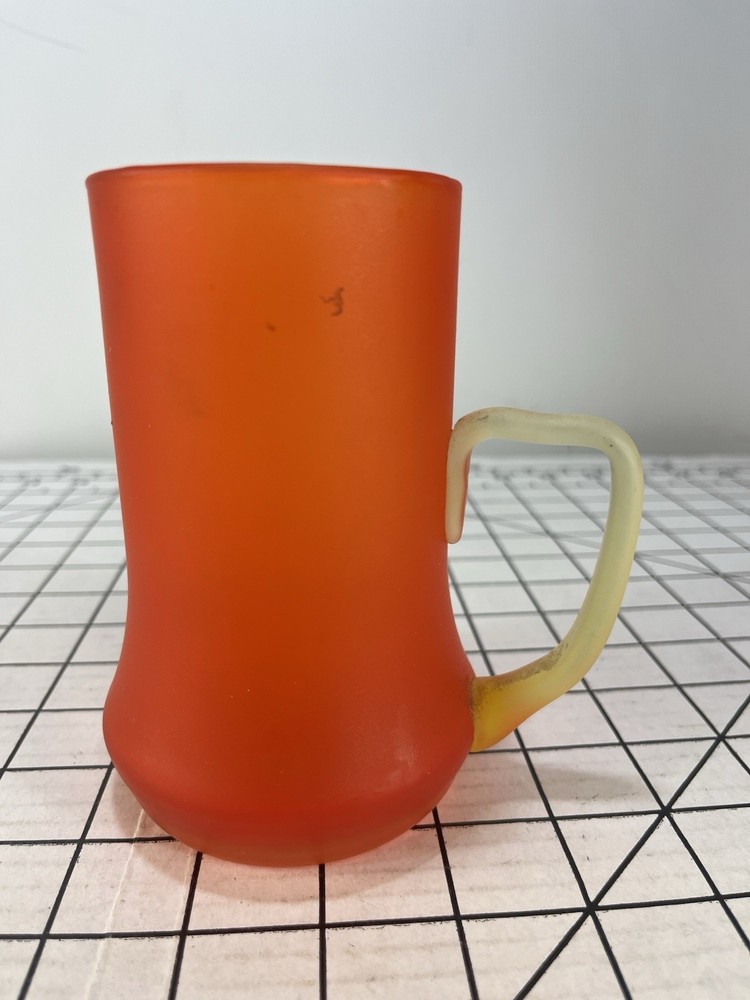 Vintage MCM Mid Century Modern Amberina Glass Cup Art Hand Blown Pilgrim Retro