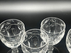 Set of 4 High Quality Cut Crystal Port Wine / Sherry Stems Glassware