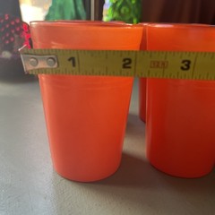 4 Vintage Hazel-Atlas Moderntone Orange Platonite Juice Glasses 3.5″ – c. 1940s