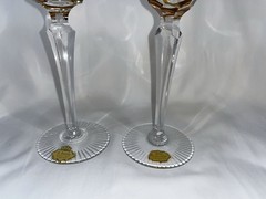 Nachtmann «Traube» Amber/Yellow Cut to Clear Crystal Hock Wine Glasses 4 *READ*