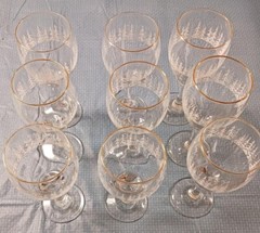 Set of 9 Vintage Libbey Arby’s Frosted White Pines Wine Goblets 7″ 9 oz.