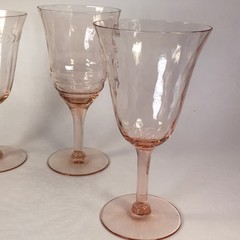 Vintage Pink Depression Glass Stemware 5 Piece Mix &Match Wine Champagne Glasses
